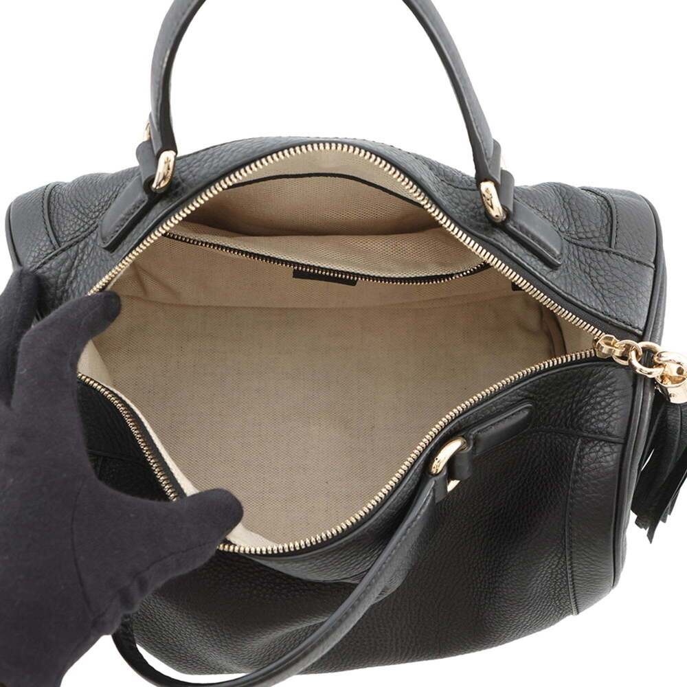 GUCCI Authentic Black Leather Boston Bag - Picture 5 of 16